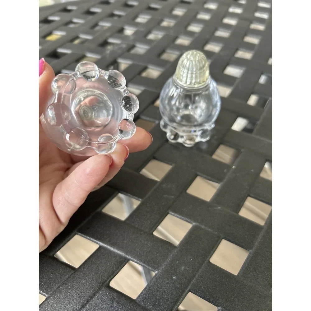 Pair‎ Imperial Boogie Ball Clear Glass Salt Pepper Shakers For Table